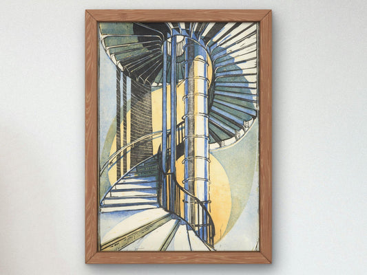 The Tube Staircase by Cyril Power, 1929, Art Deco and American Modernism, fine art print