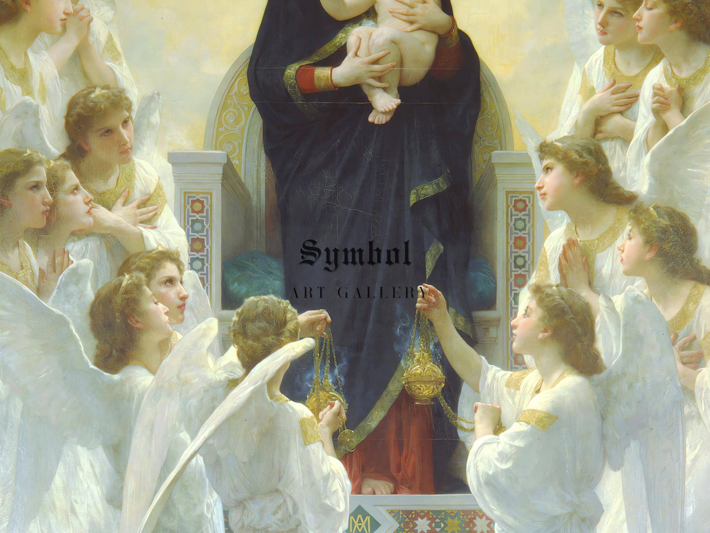 The Virgin with Angels by William Bouguereau, 1900, Rococo and Neoclassicism, fine art print