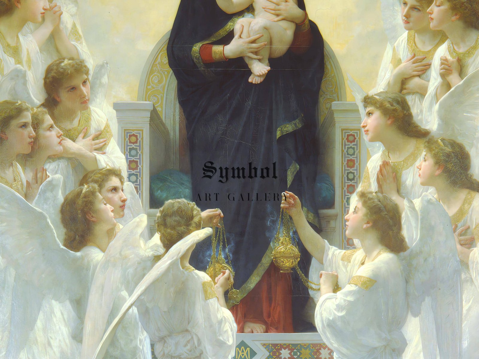 The Virgin with Angels by William Bouguereau, 1900, Rococo and Neoclassicism, fine art print
