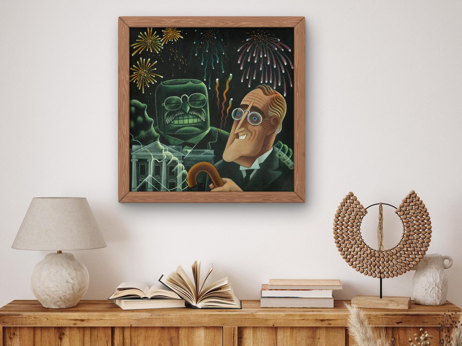 Theodore Roosevelt vs Franklin Delano Roosevelt by Miguel Covarrubias, 1933, Art Deco and American Modernism, fine art print
