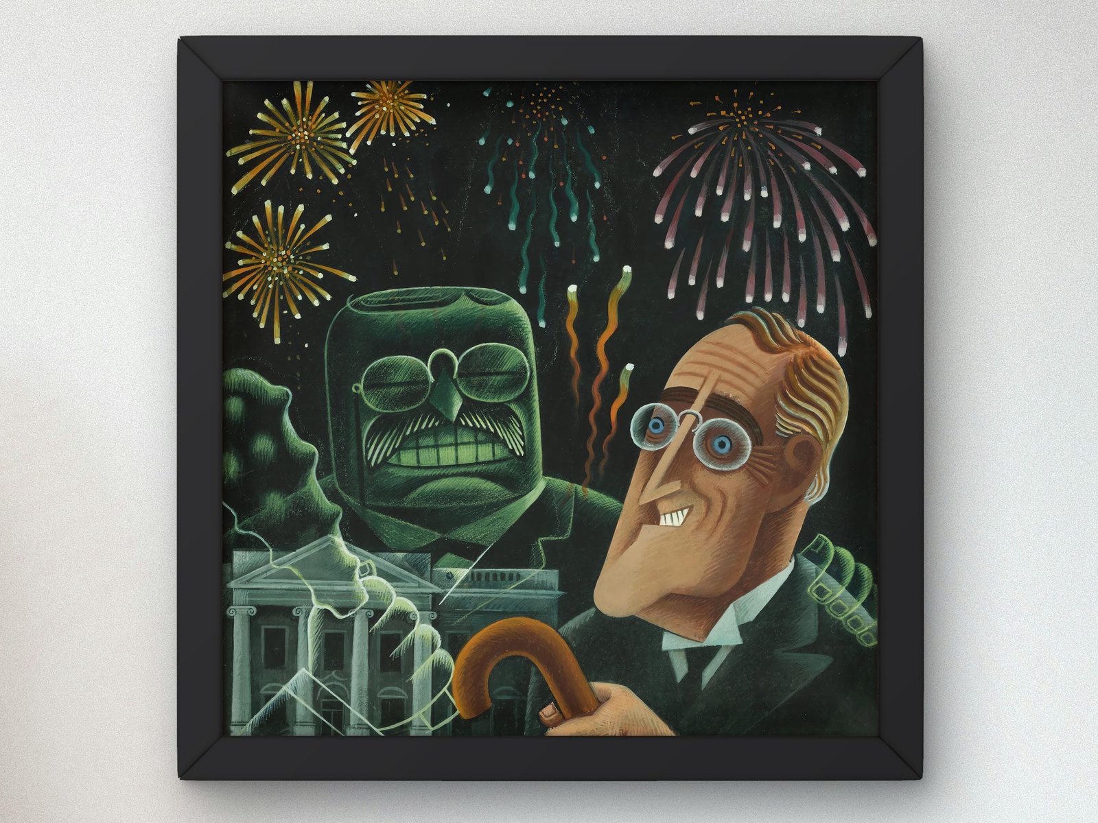 Theodore Roosevelt vs Franklin Delano Roosevelt by Miguel Covarrubias, 1933, Art Deco and American Modernism, fine art print