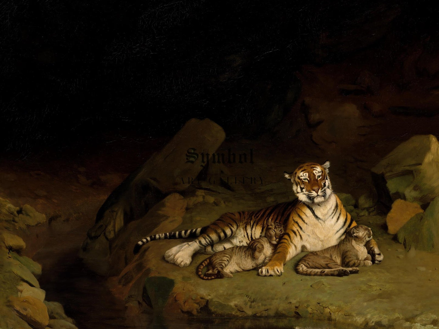 Tiger and Cubs by Jean-Léon Gérôme, 1884, Orientalism and Exoticism, fine art print