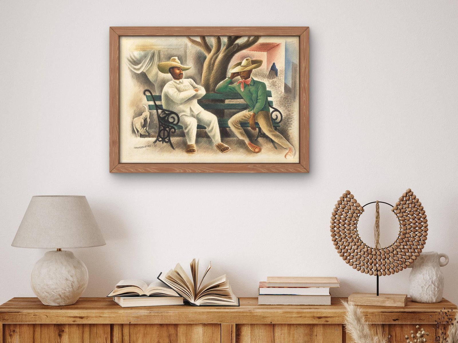 Town Bench by Miguel Covarrubias, 1935, Art Deco and American Modernism, fine art print