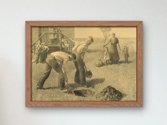 Tree Planting Group by Grant Wood, 1937, American Modernism, fine art print