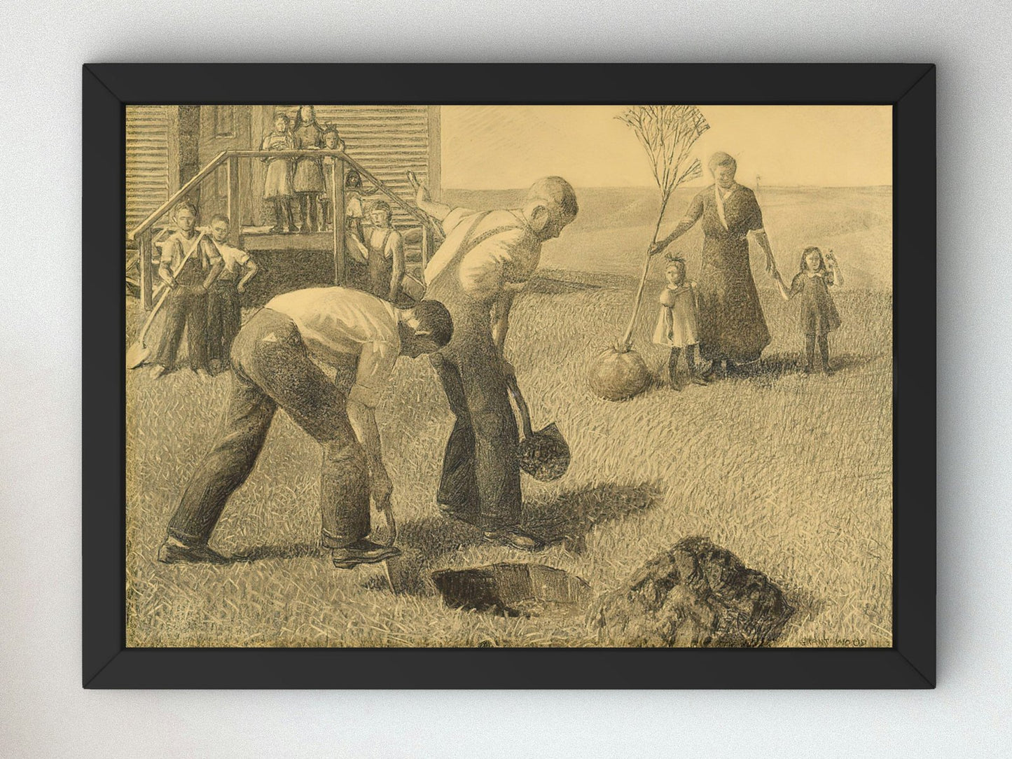 Tree Planting Group by Grant Wood, 1937, American Modernism, fine art print