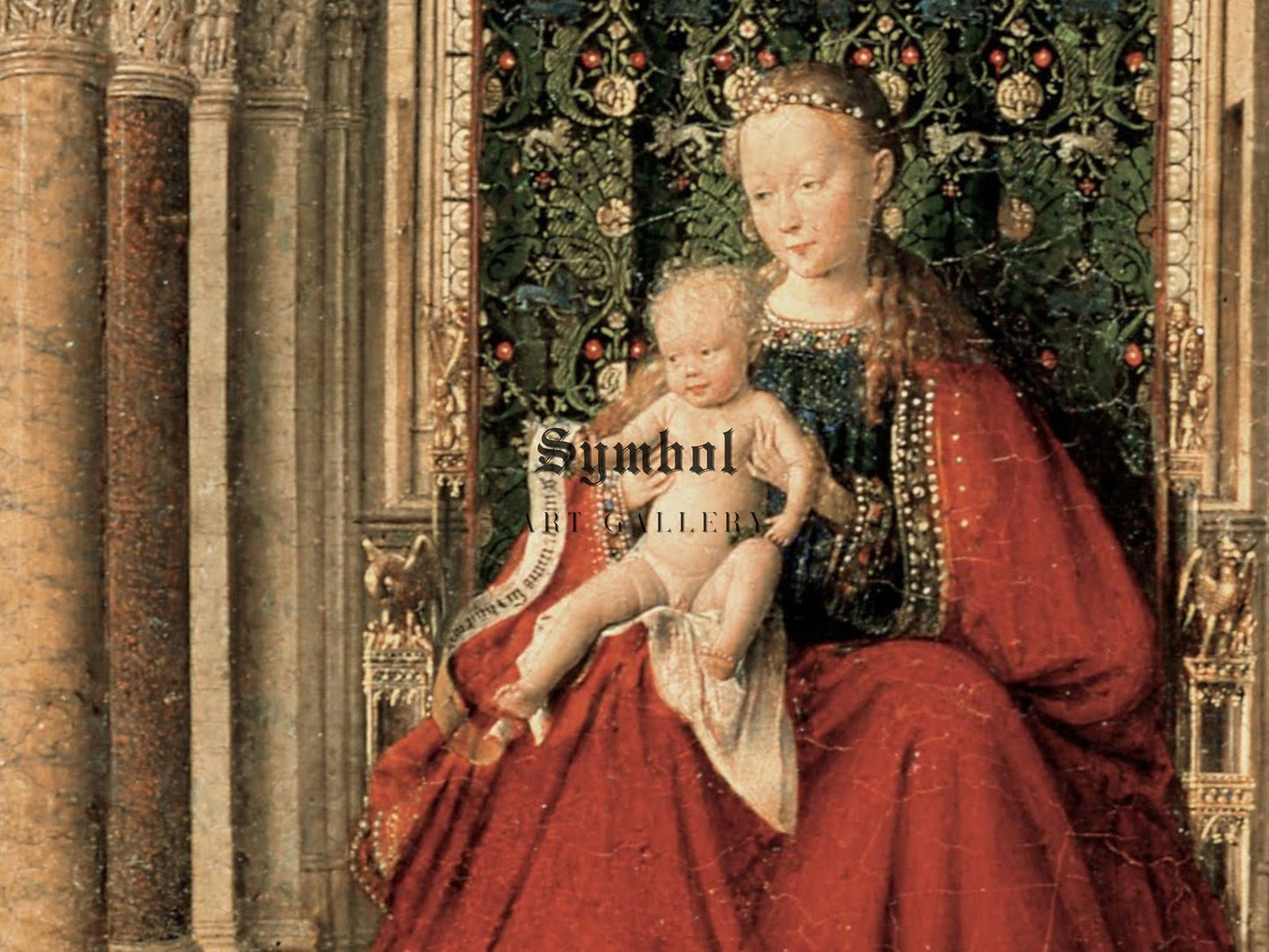 Triptych of Mary and Child, St. Michael, and St. Catherine by Jan van Eyck, 1437, Renaissance, fine art print