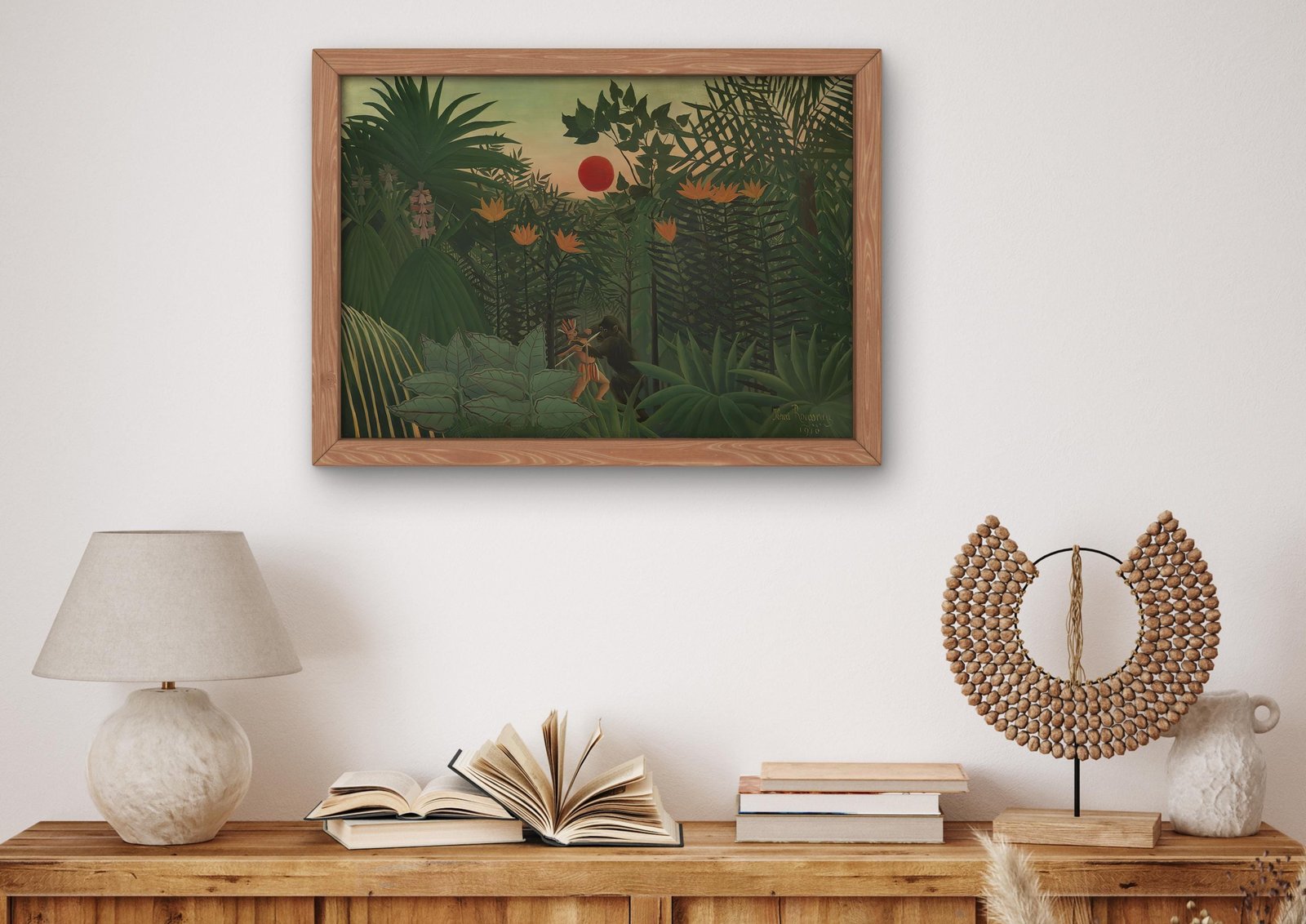 Tropical Landscape American Indian Struggling with a Gorilla by Henri Rousseau, 1910, Post-Impressionism, fine art print