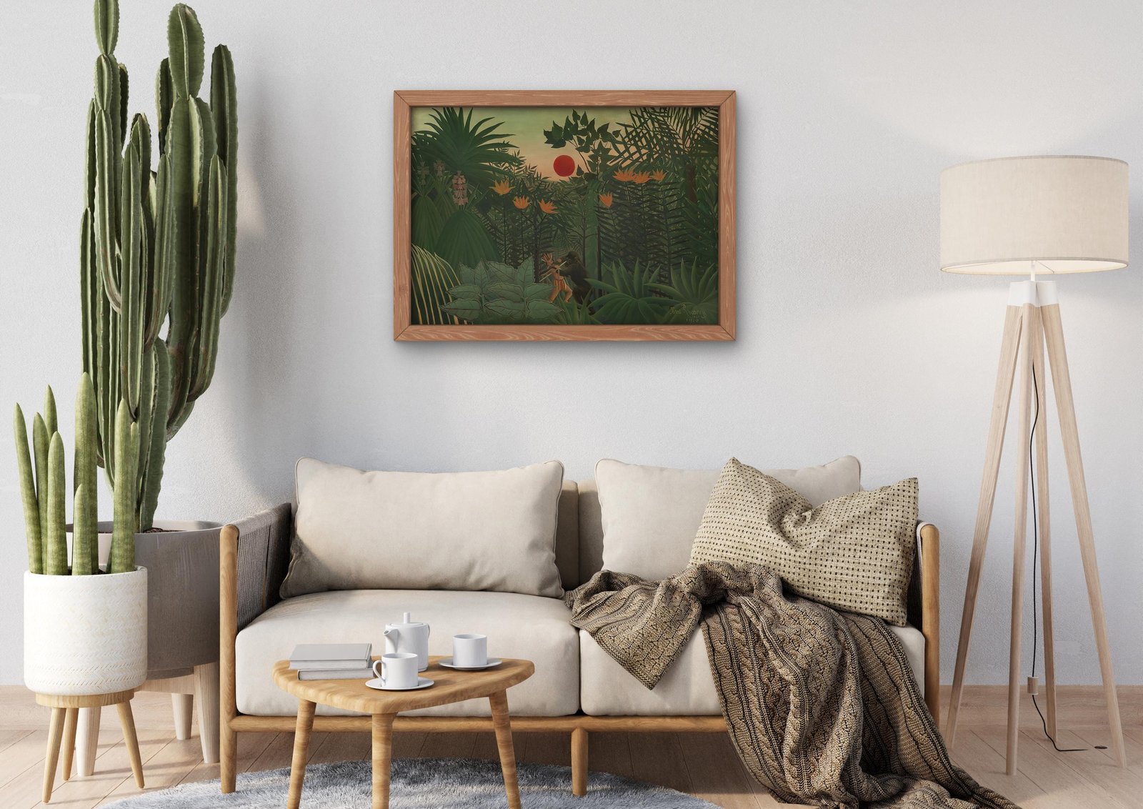 Tropical Landscape American Indian Struggling with a Gorilla by Henri Rousseau, 1910, Post-Impressionism, fine art print