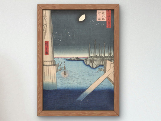 Tsukudajima Island from Eitai Bridge by Hiroshige, 1857, Japanese Woodblock Prints, fine art print