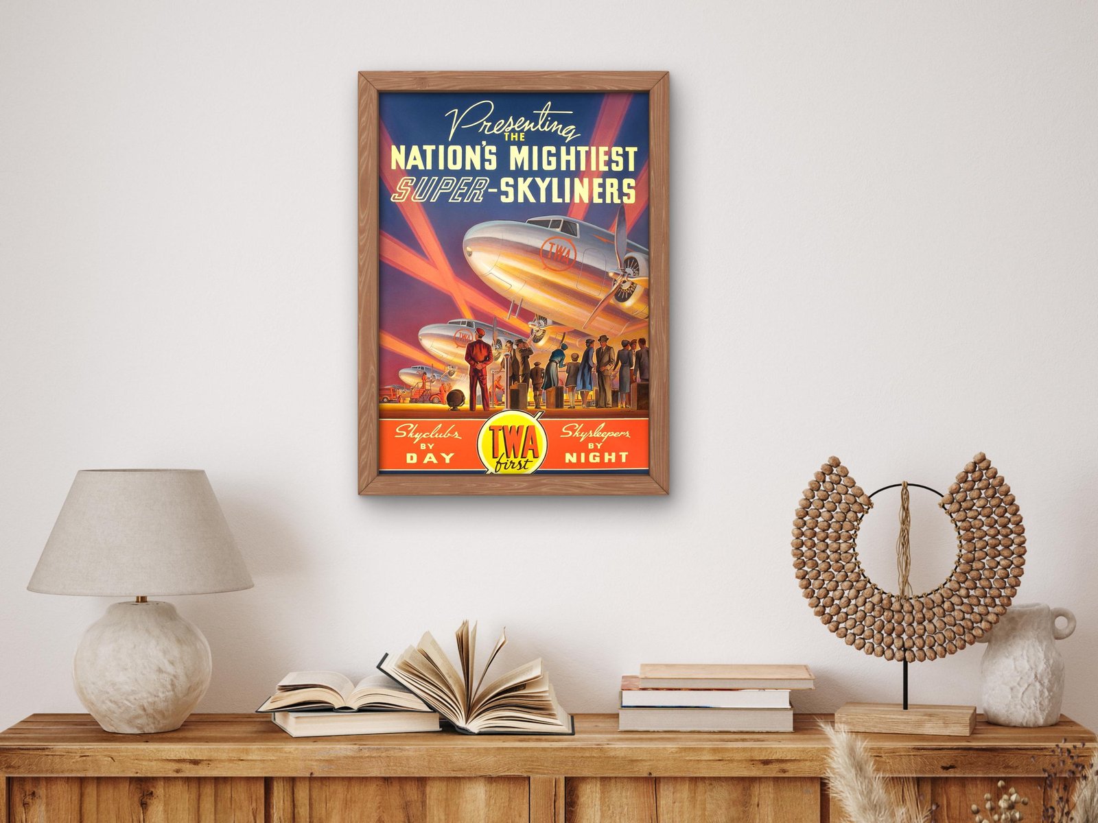 TWA Super-Skyliners advertisement, 1950, Vintage Ads and Posters, fine art print