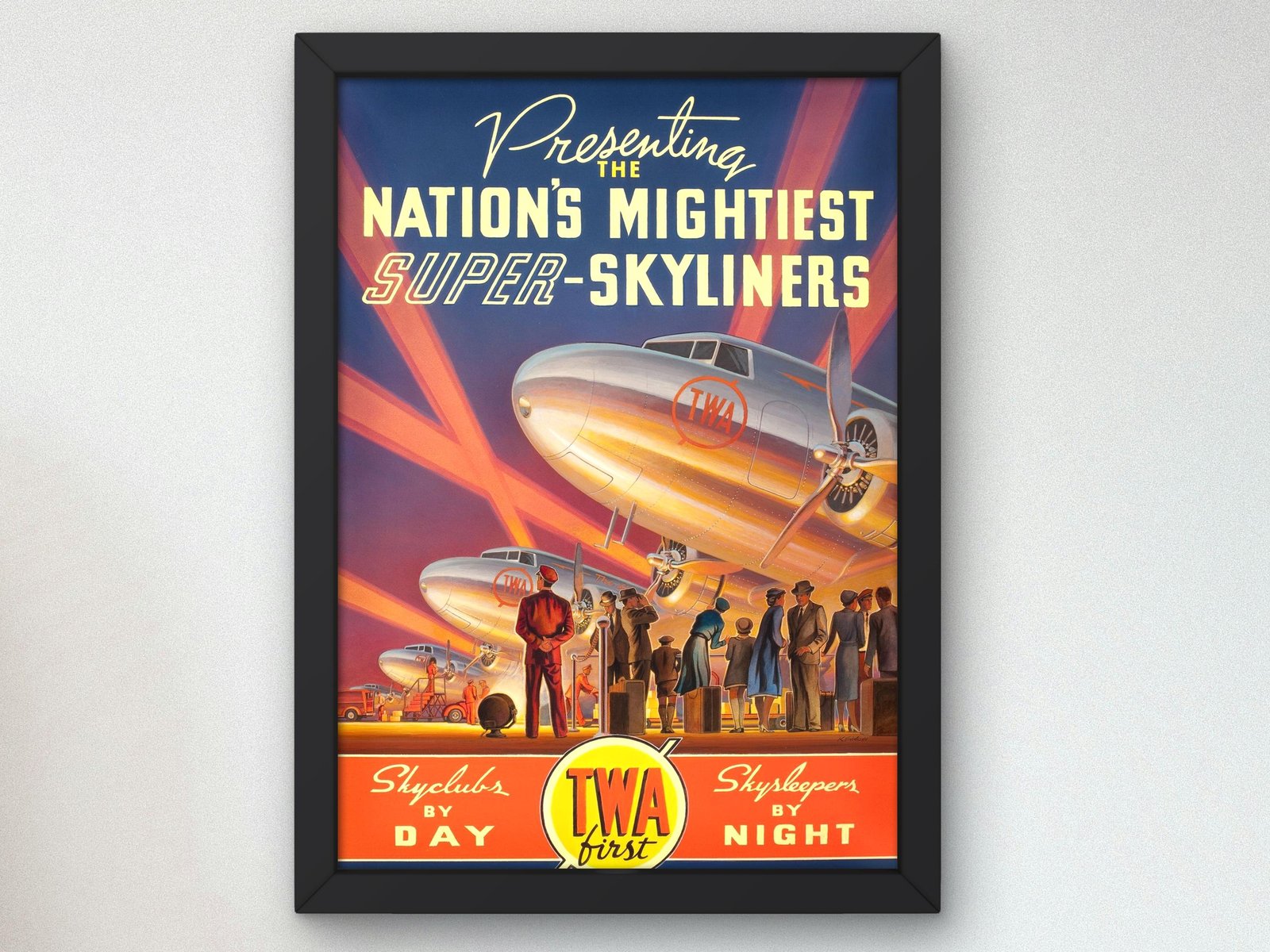 TWA Super-Skyliners advertisement, 1950, Vintage Ads and Posters, fine art print