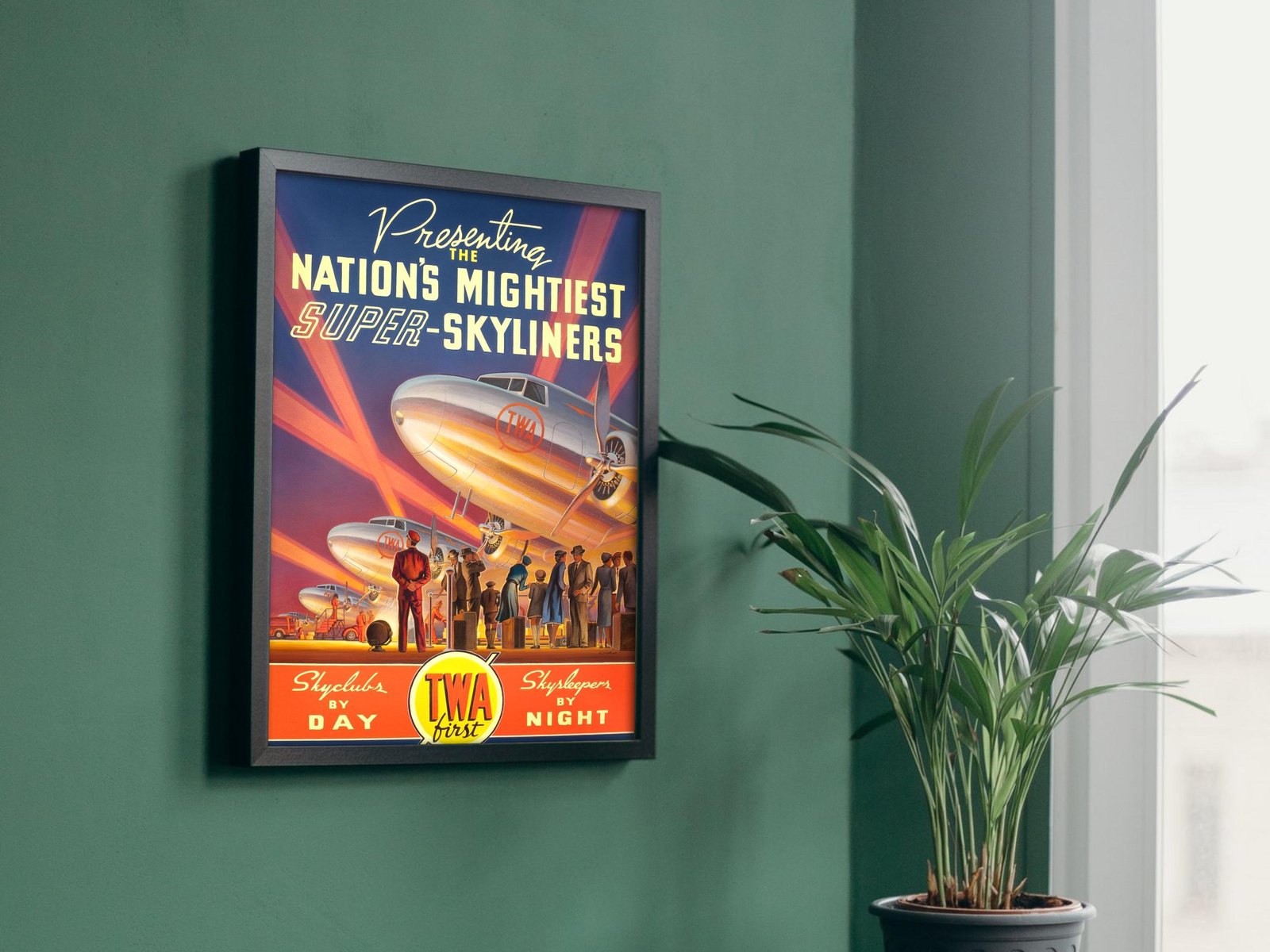 TWA Super-Skyliners advertisement, 1950, Vintage Ads and Posters, fine art print