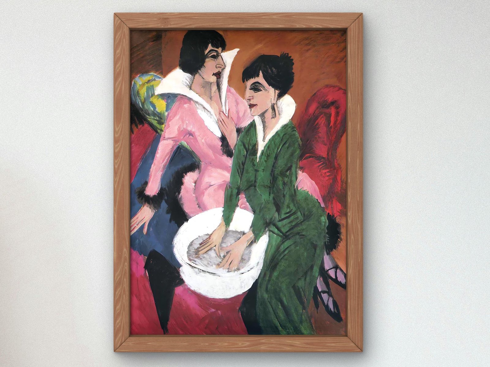 Two Women with Sink by Ernst Ludwig Kirchner, 1921, Expressionism and Fauvism, fine art print
