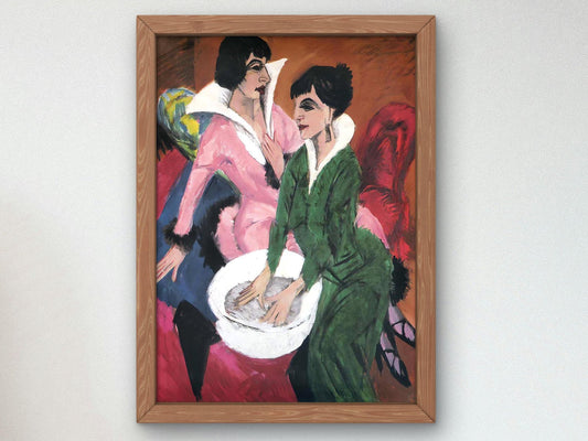 Two Women with Sink by Ernst Ludwig Kirchner, 1921, Expressionism and Fauvism, fine art print