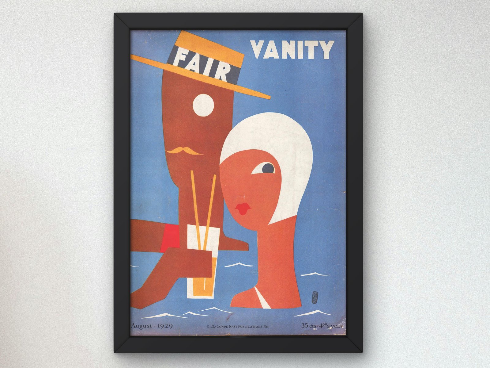 Vanity Fair August 1929 magazine cover, Art Deco and American Modernism, fine art print