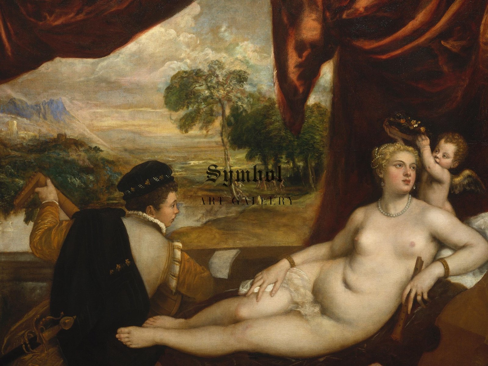Venus and the Lute Player by Titian, 1565, Renaissance, fine art print