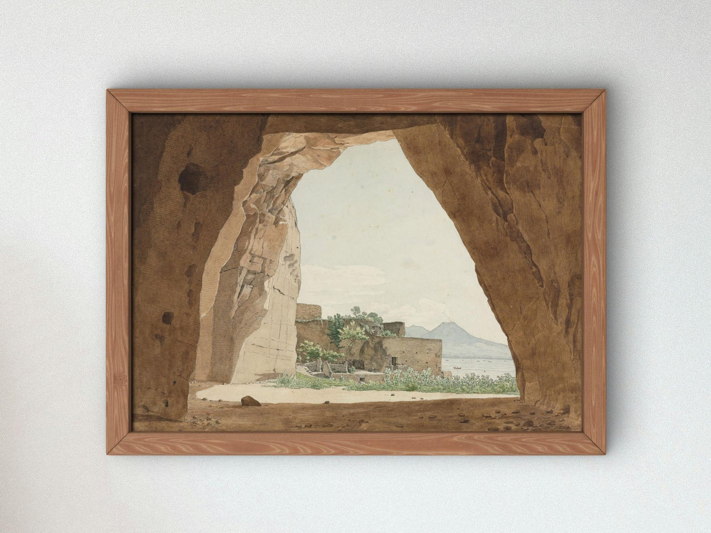 Vesuvius and the Bay of Naples from a Cave by Adolf von Heydeck, 1820, Romanticism and Classical Landscapes, fine art print