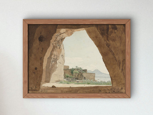 Vesuvius and the Bay of Naples from a Cave by Adolf von Heydeck, 1820, Romanticism and Classical Landscapes, fine art print