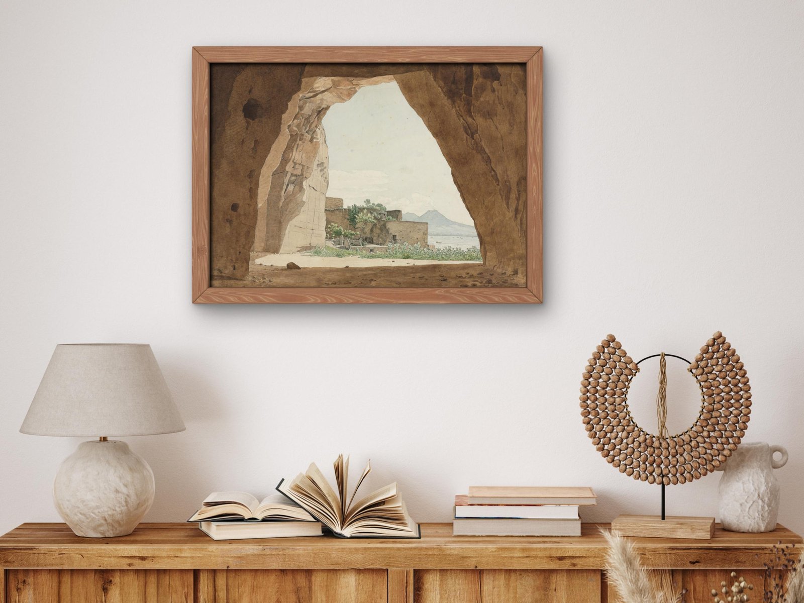 Vesuvius and the Bay of Naples from a Cave by Adolf von Heydeck, 1820, Romanticism and Classical Landscapes, fine art print