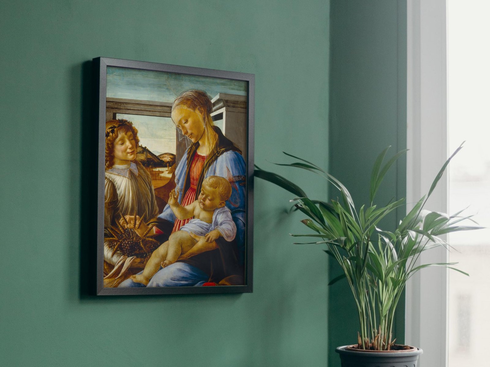 Virgin and Child with an Angel by Sandro Botticelli, 1470, Renaissance, fine art print