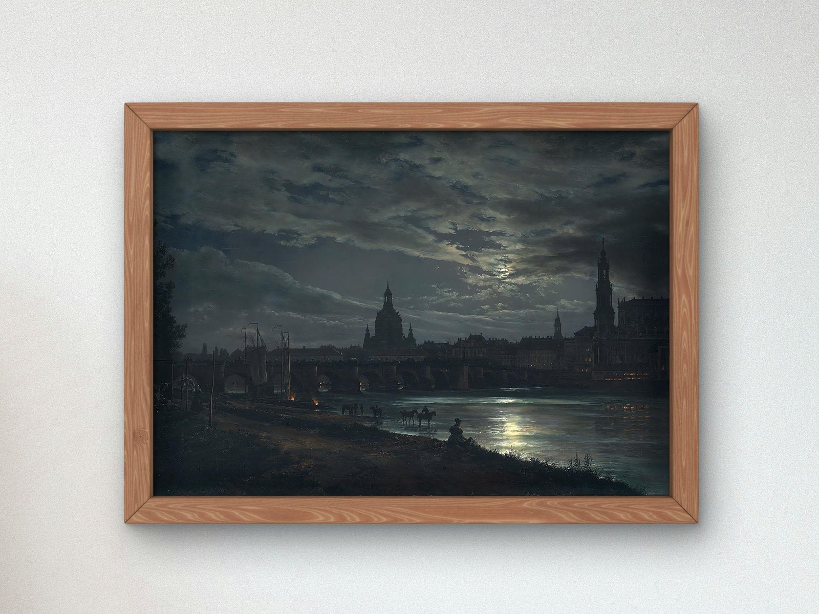 Vue de Dresde au clair de lune by Johan Christian Dahl, 1839, Romanticism and Classical Landscapes, fine art print