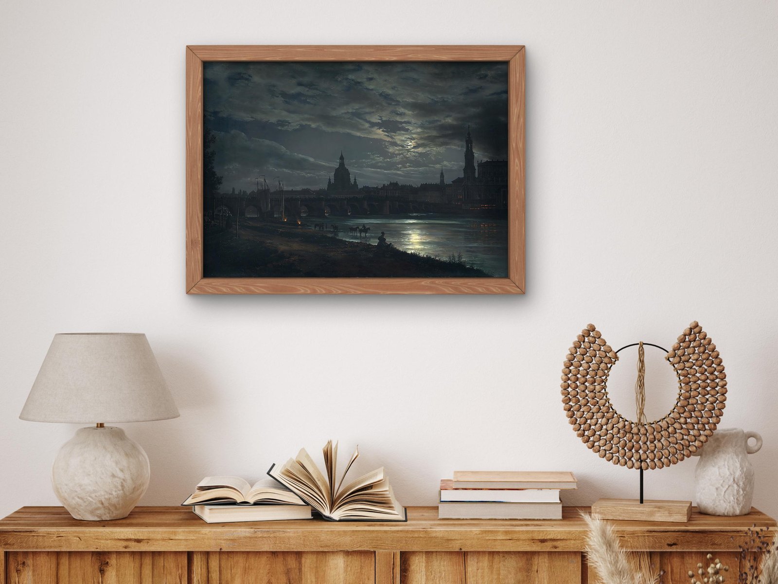 Vue de Dresde au clair de lune by Johan Christian Dahl, 1839, Romanticism and Classical Landscapes, fine art print