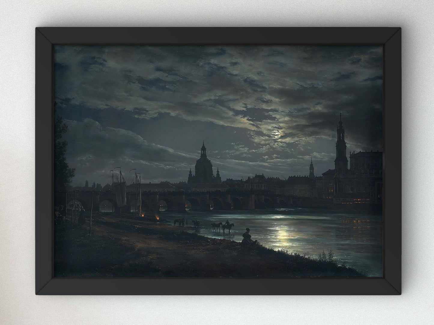 Vue de Dresde au clair de lune by Johan Christian Dahl, 1839, Romanticism and Classical Landscapes, fine art print