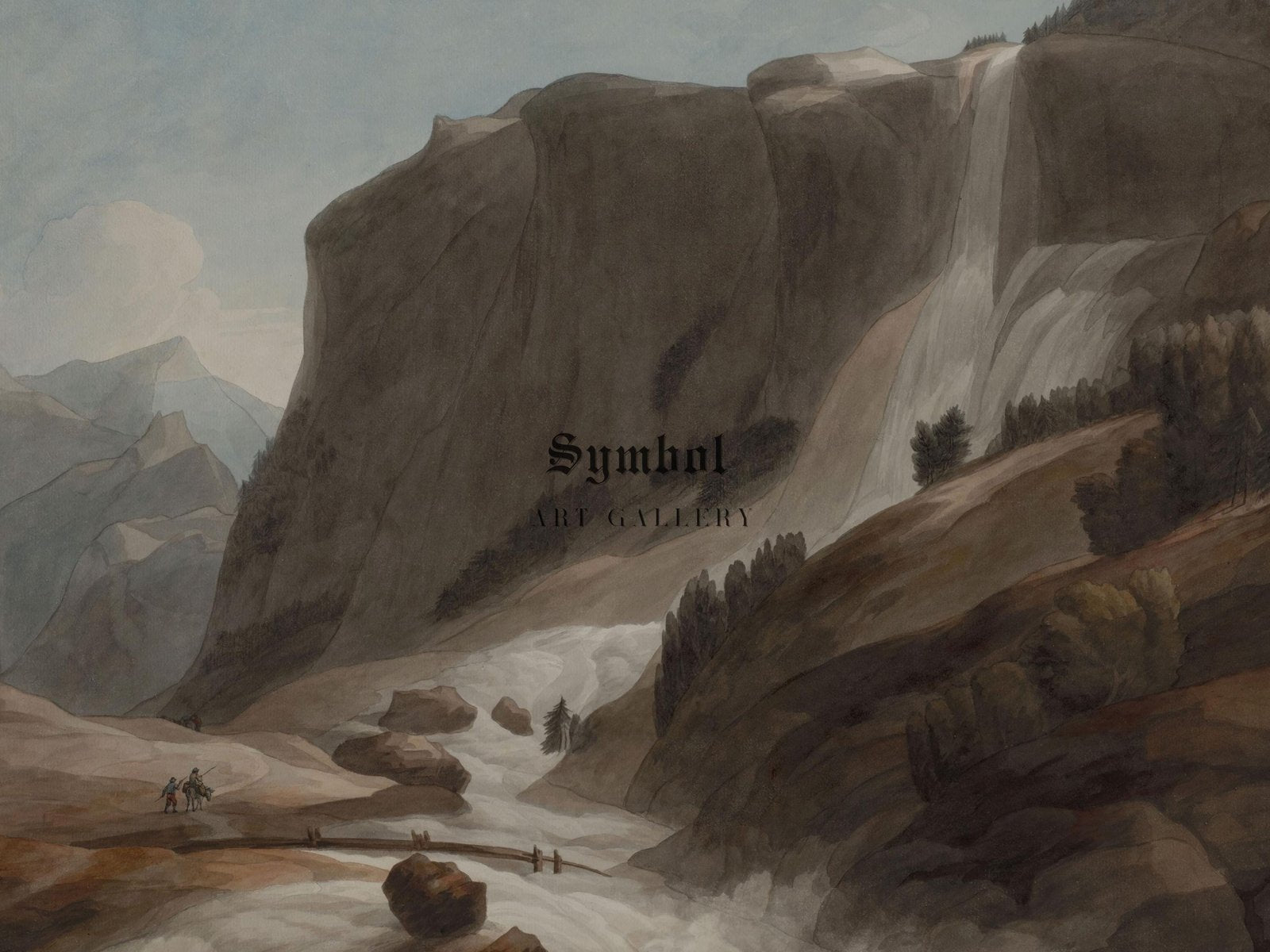 Waterfall between Chiavenna and Mount Splugen by Francis Towne, 1784, Romanticism and Classical Landscapes, fine art print