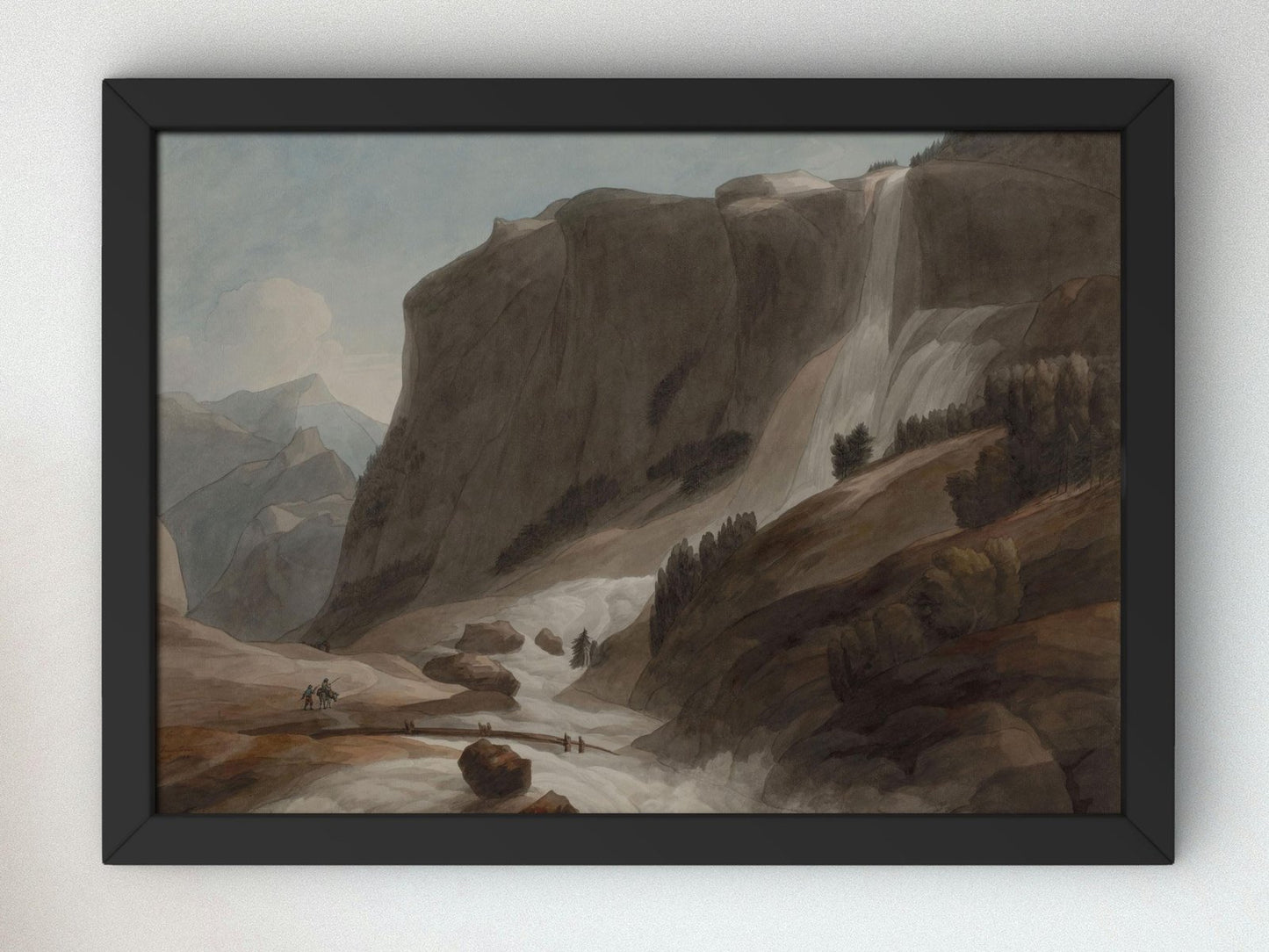 Waterfall between Chiavenna and Mount Splugen by Francis Towne, 1784, Romanticism and Classical Landscapes, fine art print