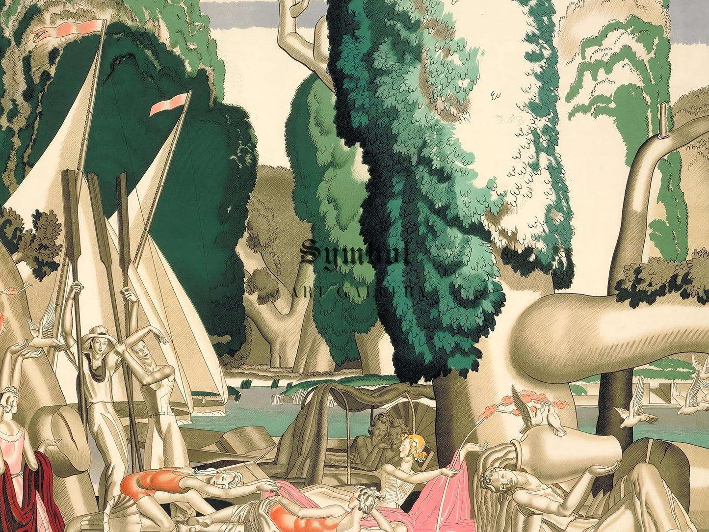 Where is this bower beside the silver Thames by Jean Dupas, 1930, Art Deco and American Modernism, fine art print