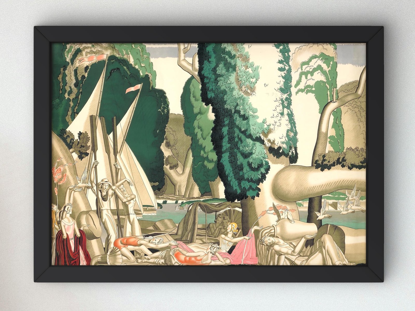 Where is this bower beside the silver Thames by Jean Dupas, 1930, Art Deco and American Modernism, fine art print