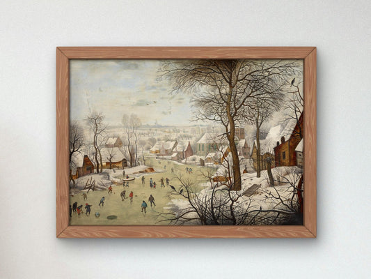 Winter Landscape with Bird trap by Pieter Brueghel the Younger, 1631, Baroque and Chiaroscuro, fine art print