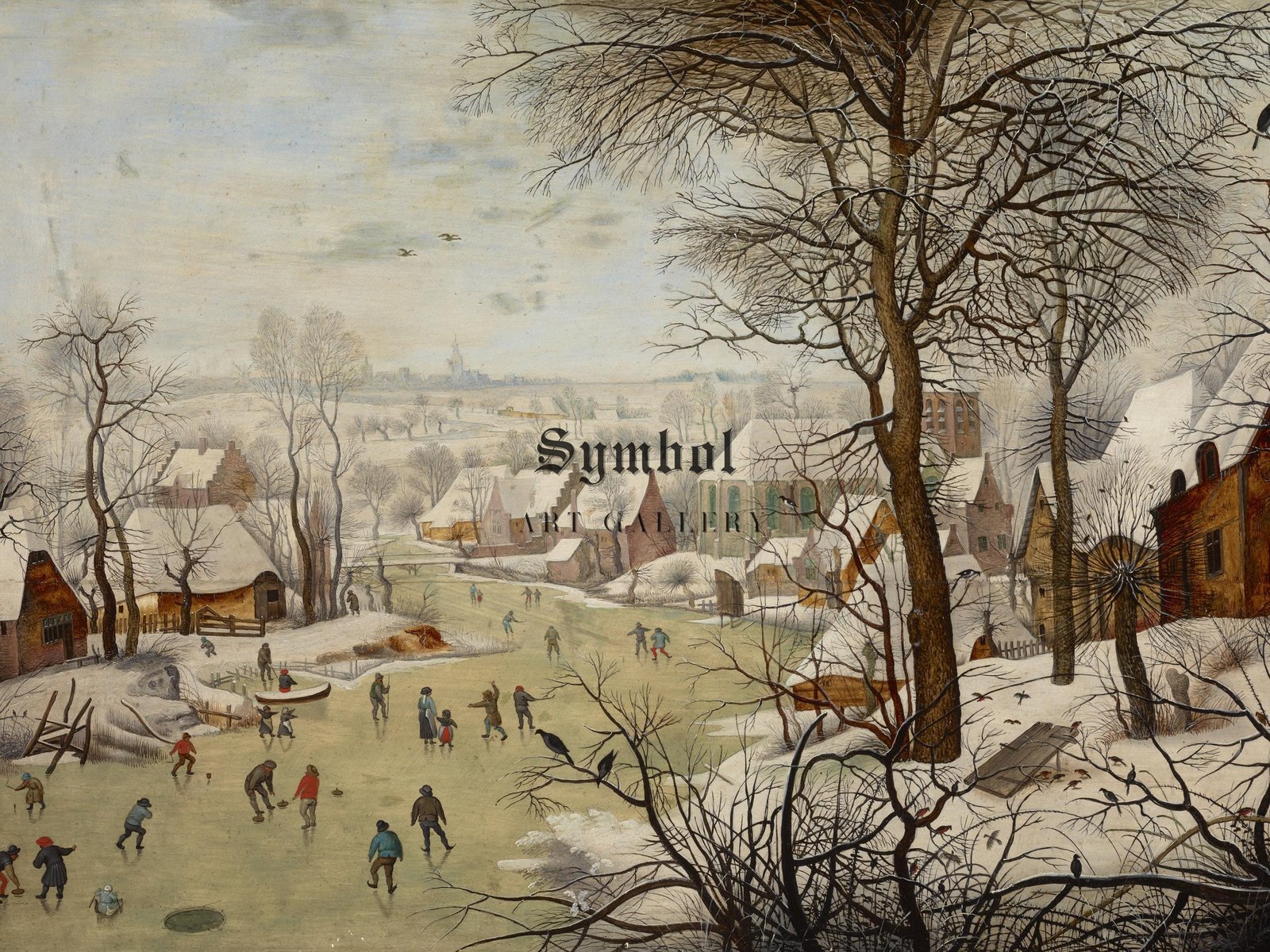 Winter Landscape with Bird trap by Pieter Brueghel the Younger, 1631, Baroque and Chiaroscuro, fine art print