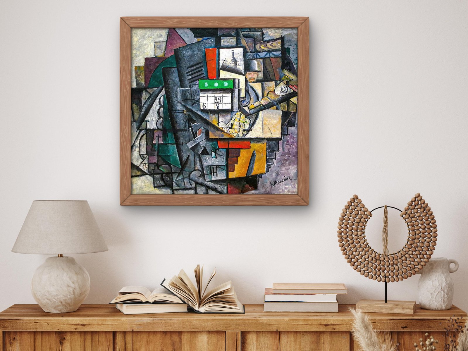 Woman at the Tram Stop by Kazimir Malevich, 1913, Futurism and Constructivism, fine art print