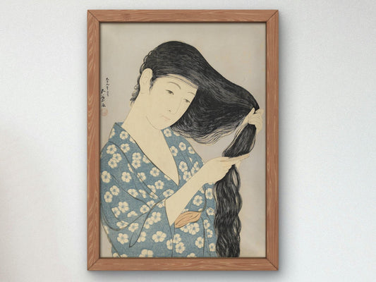 Woman Combing Her Hair by Hashiguchi Goyō, 1920, Japanese Woodblock Prints, fine art print