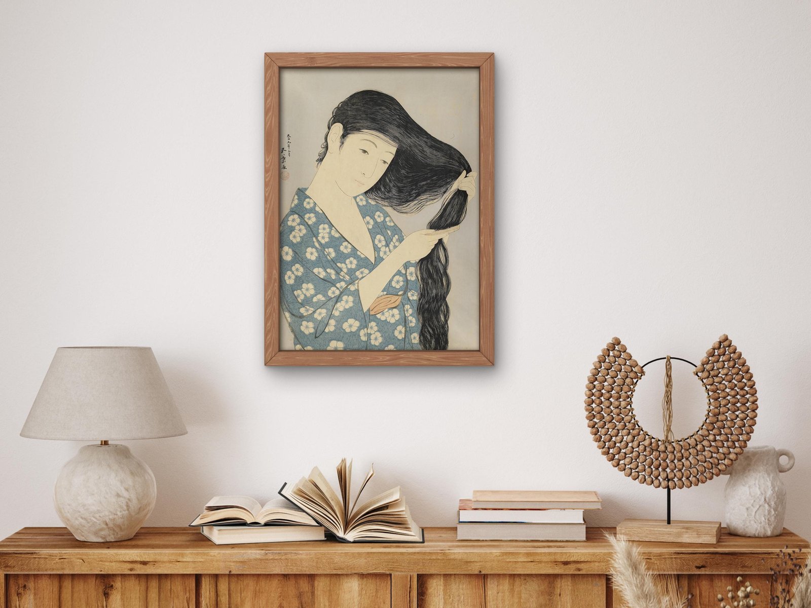 Woman Combing Her Hair by Hashiguchi Goyō, 1920, Japanese Woodblock Prints, fine art print