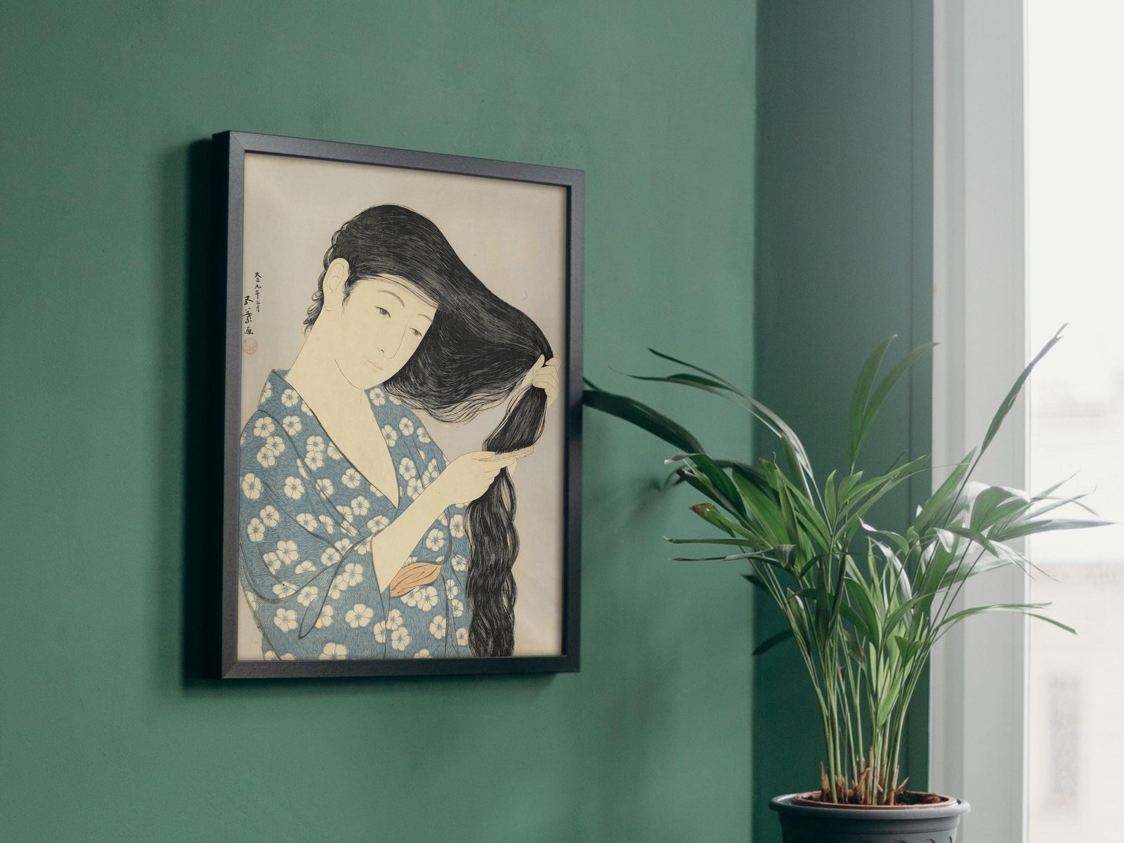 Woman Combing Her Hair by Hashiguchi Goyō, 1920, Japanese Woodblock Prints, fine art print