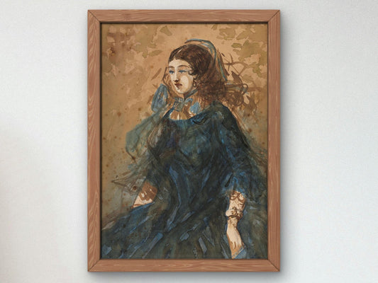 Woman in a Blue Dress by Constantin Guys, 1855, Realism and Naturalism, fine art print