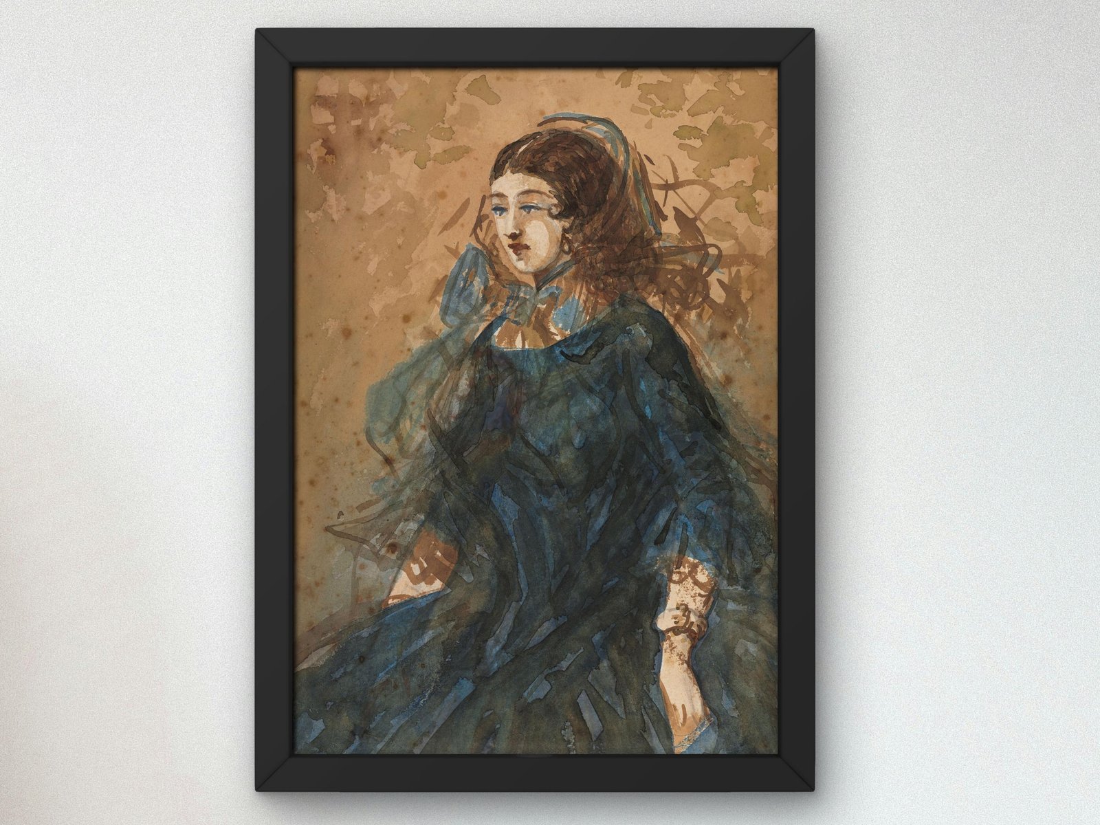 Woman in a Blue Dress by Constantin Guys, 1855, Realism and Naturalism, fine art print