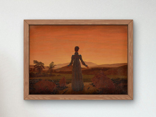 Woman in front of Setting Sun by Caspar David Friedrich, 1818, Romanticism, fine art print