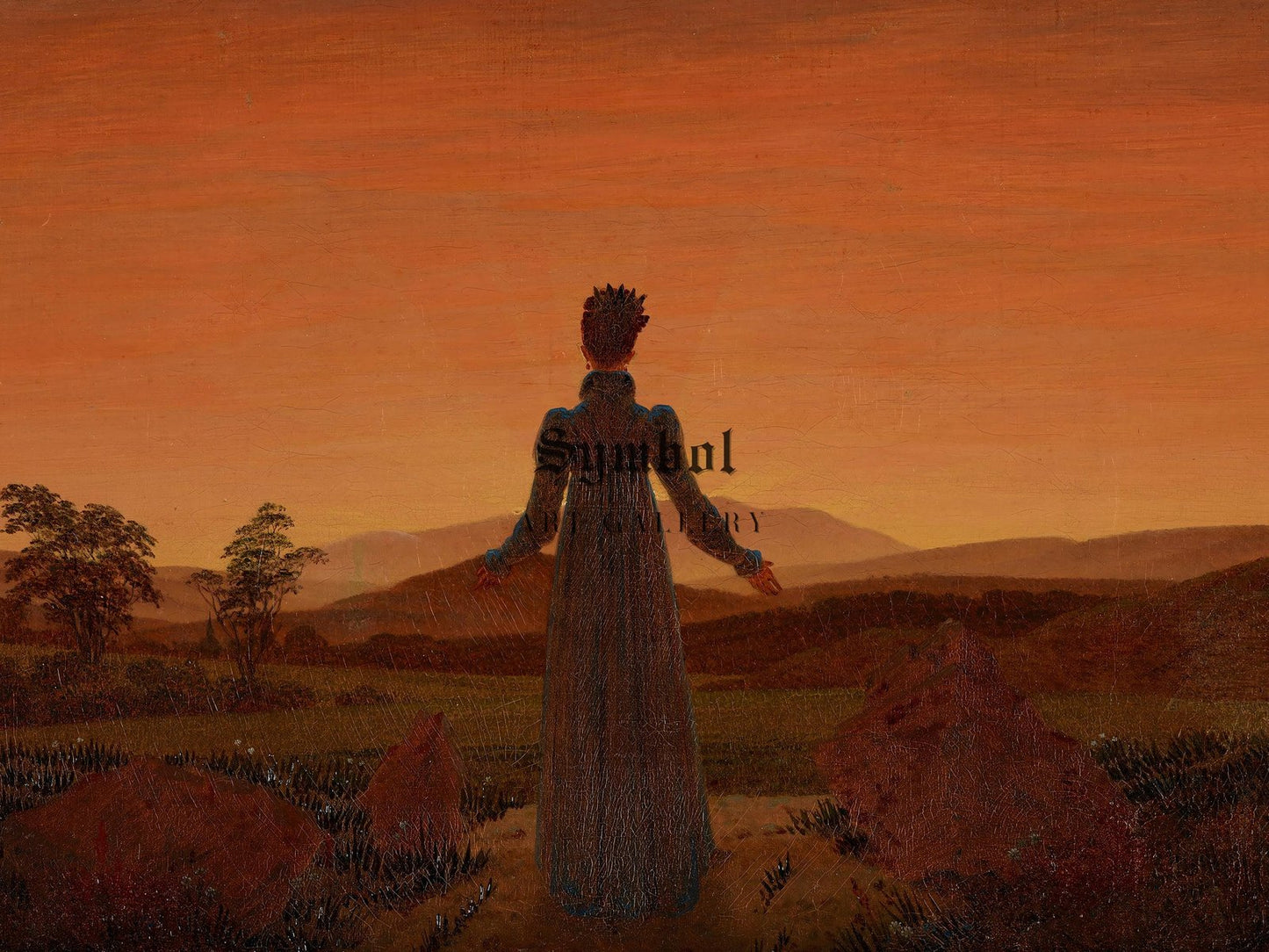 Woman in front of Setting Sun by Caspar David Friedrich, 1818, Romanticism, fine art print