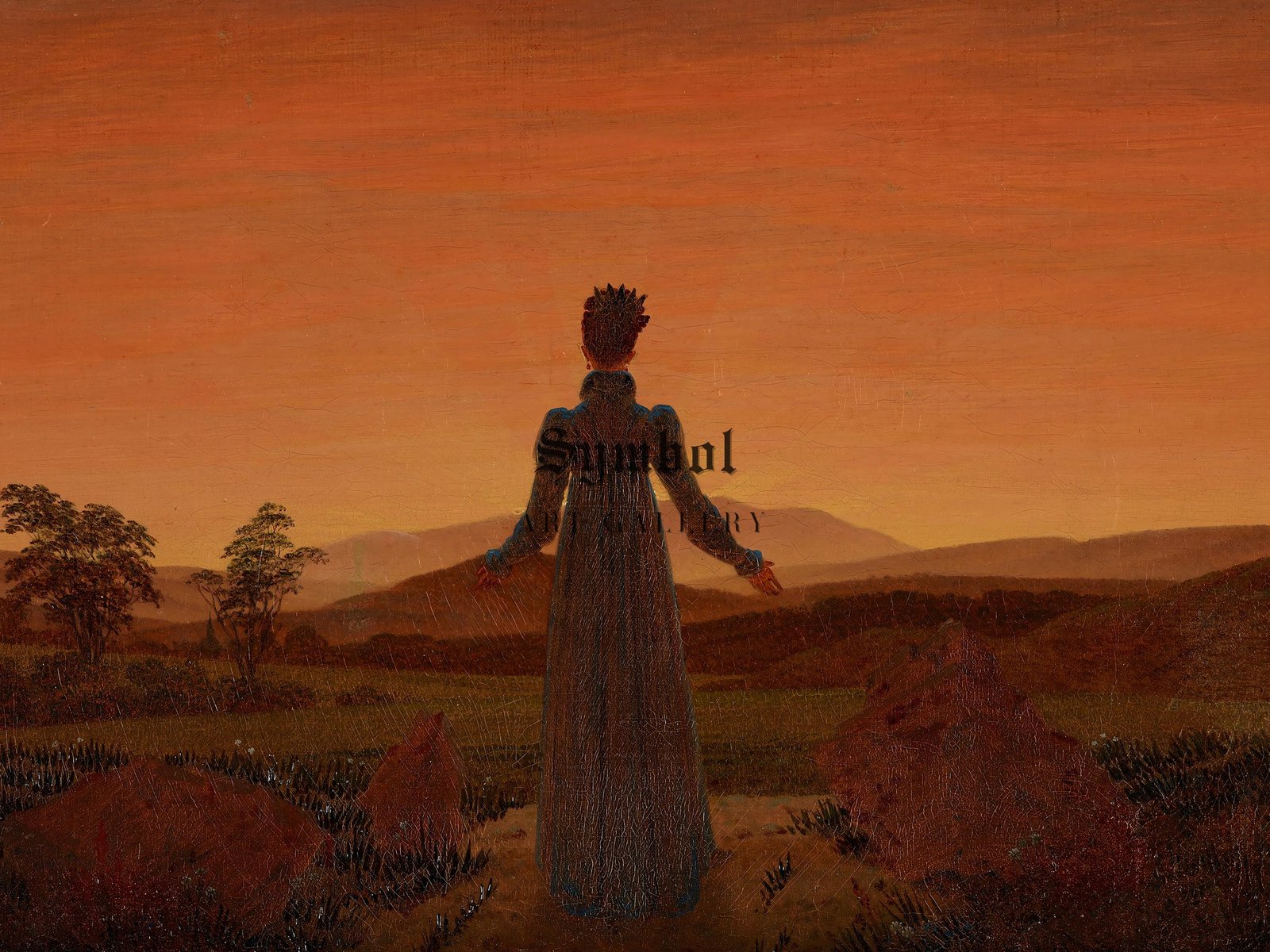 Woman in front of Setting Sun by Caspar David Friedrich, 1818, Romanticism, fine art print