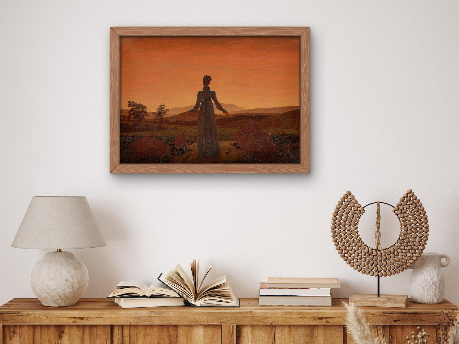 Woman in front of Setting Sun by Caspar David Friedrich, 1818, Romanticism, fine art print
