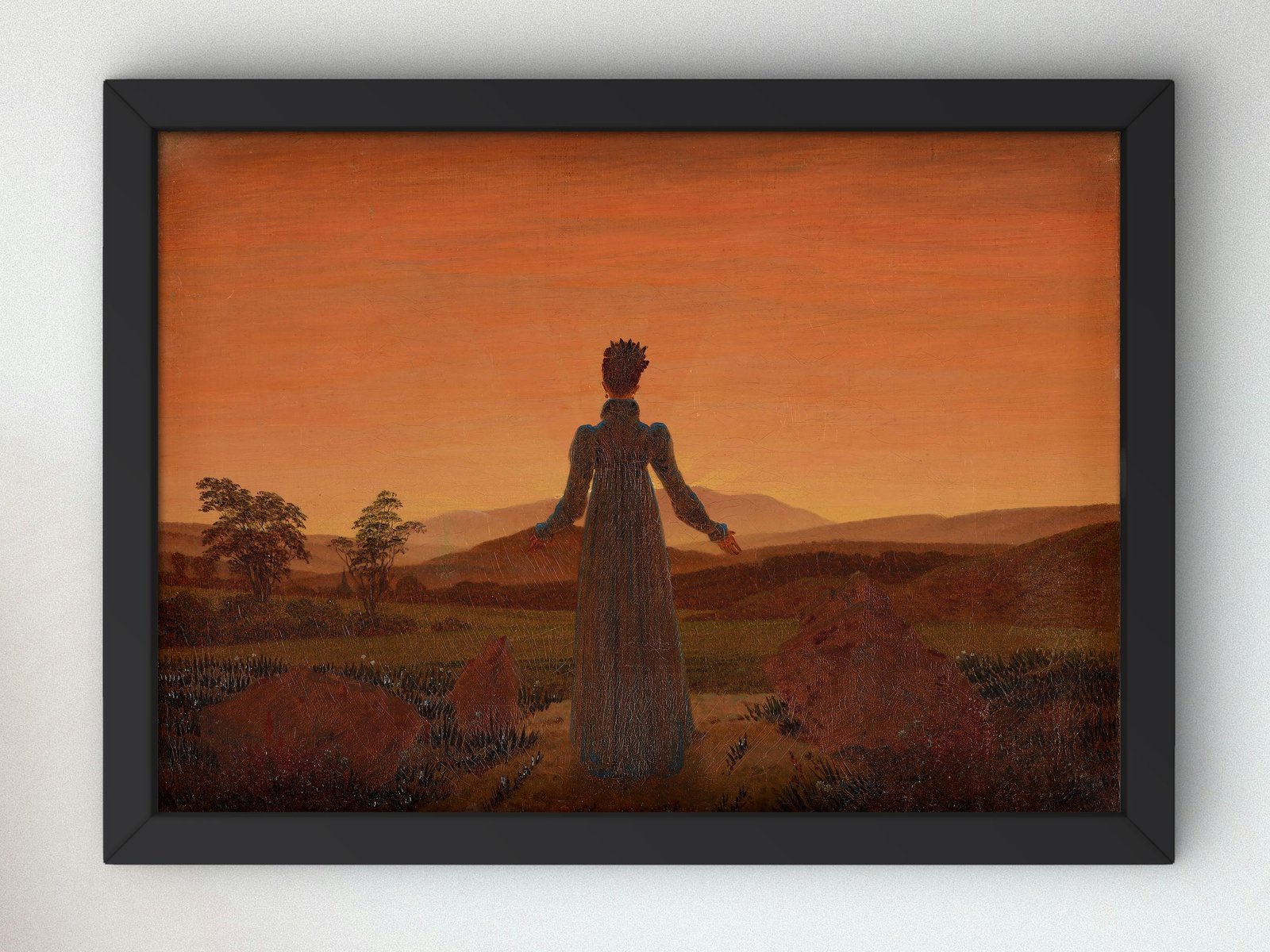 Woman in front of Setting Sun by Caspar David Friedrich, 1818, Romanticism, fine art print