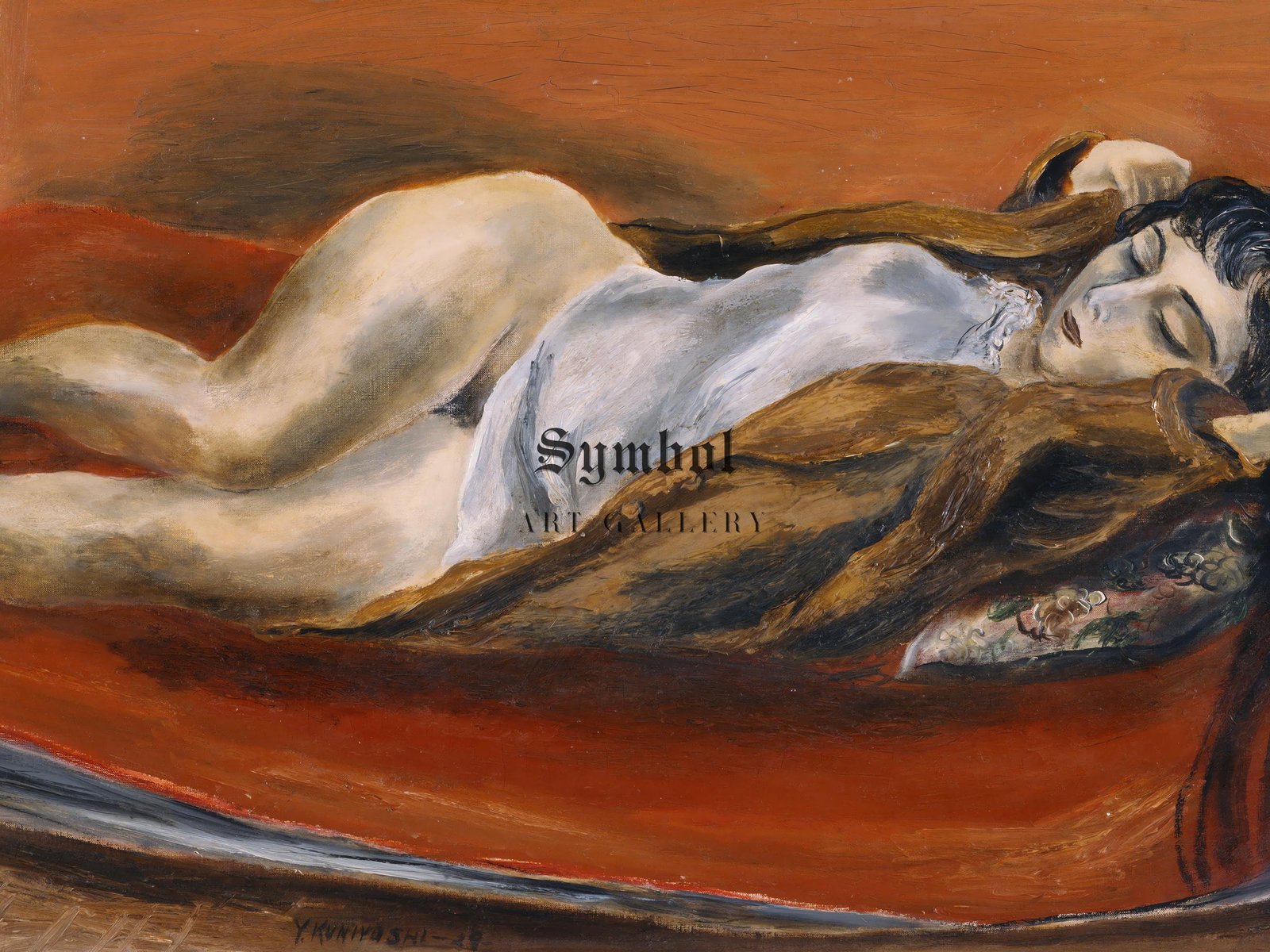 Woman Reclining by Yasuo Kuniyoshi, 1929, Art Deco and American Modernism, fine art print