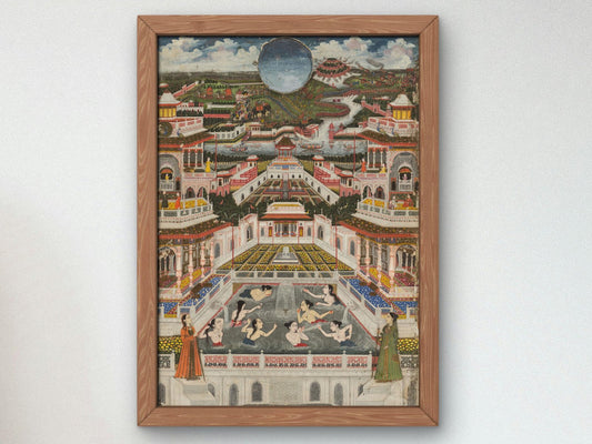 Women Bathing Before Architectural Panorama by Fayzullah, 1765, Orientalism and Exoticism, fine art print