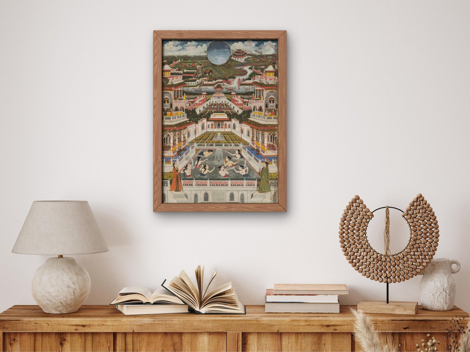 Women Bathing Before Architectural Panorama by Fayzullah, 1765, Orientalism and Exoticism, fine art print