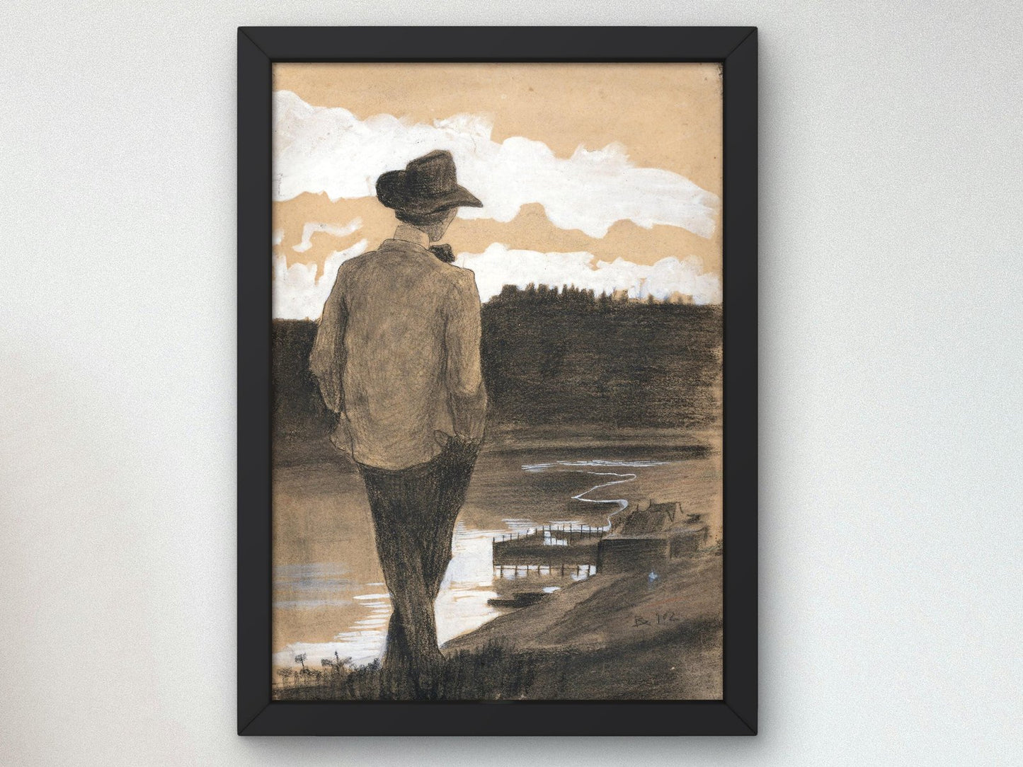 Young Man on a Riverbank by Umberto Boccioni, 1909, Futurism and Constructivism, fine art print